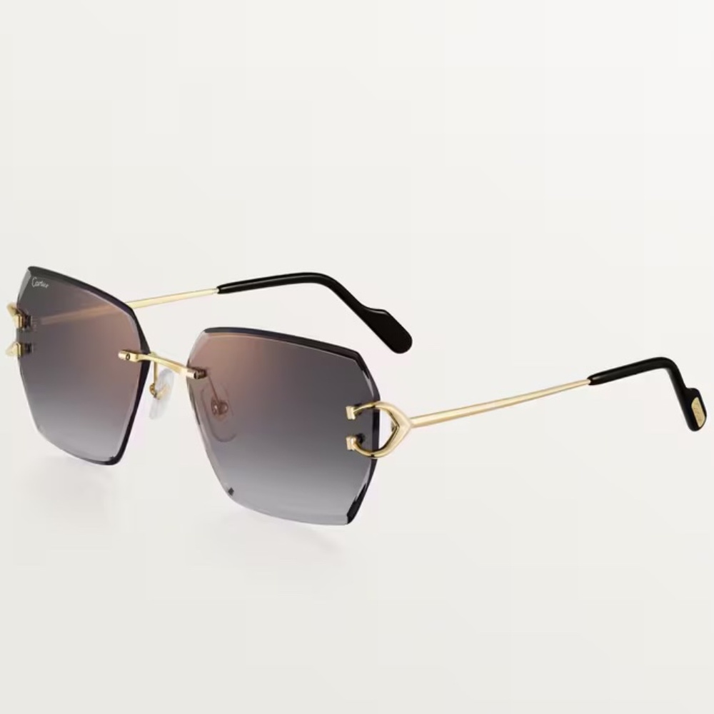 SUNGLASSES, CLASSIC C DE CARTIER MOTIF GREY LENSES/GOLDEN FINISH METAL